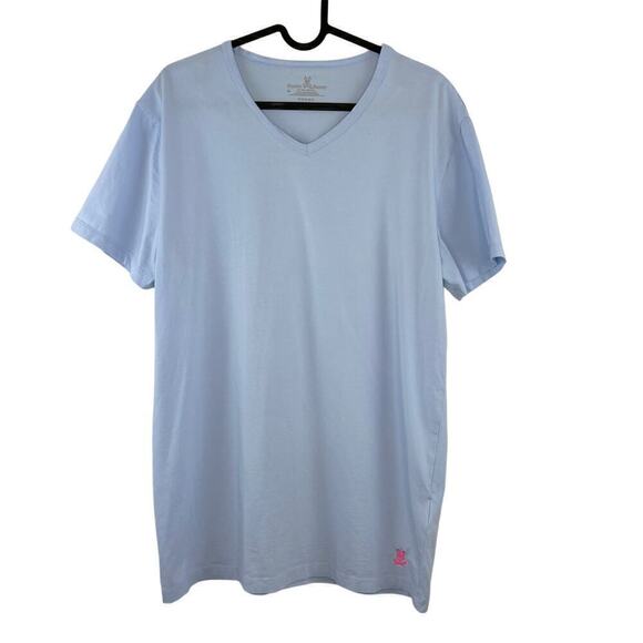 Psycho Bunny T-Shirt Men's Medium Light Blue Short Sleeve V Neck Classic Logo - Picture 1 of 8